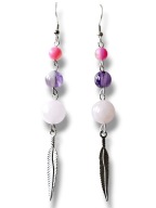 KRAGAM01 Kolczyki kamienie KWARC RÓŻOWY AGAT AMETYST