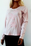 23638 BLUZKA DAMSKA RÓŻOWA - SHIRT APLIKACJE DŻETY 36 38