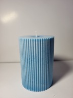 WOLNOSTOJĄCA ŚWIECA PRĄŻKOWANA GEOMETRYCZNA Z WOSKU SOJOWEGO HANDMADE