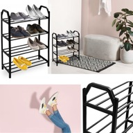 SZAFKA NA BUTY GOCKOWIAK STOJAK DO PRZEDPOKOJU 4 PÓŁKI METALOWY CZARNY