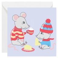 Kartka okolicznościowa Dla dziecka - Zimowe Myszy Piknik - 14x14 cm