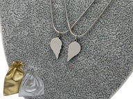 NASZYJNIKI SREBRNE DLA PAR SERCE ŁAMANE STAL CHIRURGICZNA