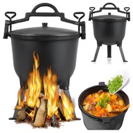 KOCIOŁEK ŻELIWNY 8L GARNEK WĘGIERSKI MYŚLIWSKI OGNISKO PIECZONKI STOJĄCY