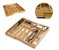 ORGANIZER NA SZTUĆCE BAMBUS ROZSUWANY WKŁAD SZUFLADY 8 PRZEGRÓD REGULOWANY