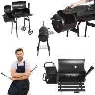 Grill Węglowy ogrodowy LEHMANN z Wędzarnią BBQ + Termometr DUŻY RUSZT KOMIN