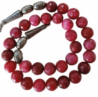 Naszyjnik srebro i naturalne duze kamienie rubiny 1.3 cm