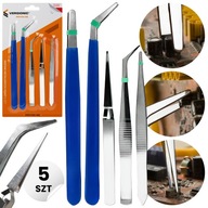 Pęseta Precyzyjna Zestaw 5szt Metalowych Pęset Penseta Pinceta Metalowa
