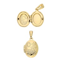 86114 Zawieszka stal chirurgiczna 316L pozłacana 18k sekretnik owal