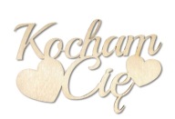 Napis ozdobny Kocham Cię, sklejka, biały HDF 5 szt