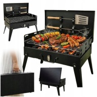 GRILL WĘGLOWY OGRODOWY TURYSTYCZNY SKŁADANY PRZENOŚNY BBQ XXL + AKCESORIA