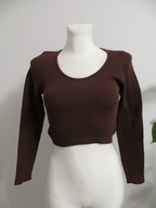 Bluzka damska rozmiar S brązowa materiał prążkowany