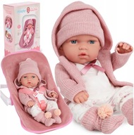 LALKA BOBAS 30CM NOSIDEŁKO FOTELIK KINDERPLAY UBRANKA RÓŻOWE ZESTAW