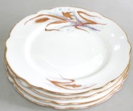 4 TALERZE RĘCZNIE MALOWANE - KŁOSY ZŁOCONE XIX w. 21 cm.