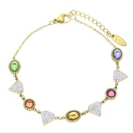 65652 Bransoletka złota stal chirurgiczna "diamenty" kolorowe kryształki