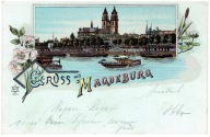 Niemcy - Magdeburg widok ogólny 1905 r litografia