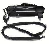 Smycz treningowa z odblaskowym paskiem, 2.2 m, czarna.