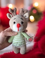 Renifer maskotka szydełkowa 19 cm prezent mikołaj handmade gwiazdka