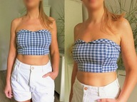 BLUZKA CROP TOP W KRATECZKE VICHY MANGO r.S 36