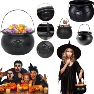 KOCIOL WIEDZMA KOCIOLEK NA HALLOWEEN WIADERKO NA SLODYCZE CZARNE DODATEK