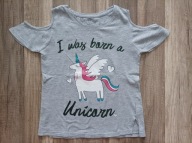 Koszulka JEDNOROŻEC odkryte ramiona brokat 122-128