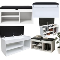 SZAFKA NA BUTY Z SIEDZISKIEM TRIA MDF 80X43X30 CM BIAŁA DO PRZEDPOKOJU