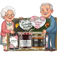 PREZENT NA DZIEŃ BABCI I DZIADKA ZESTAW KOSZ PREZENTOWY MIÓD HERBATA BOX