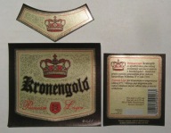 STARA ETYKIETA PIWO PREMIUM LAGER KRONENGOLD BROWAR KIELCE +KONTRA KRAWATKA