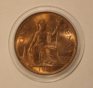 1 ONE PENNY - 1 PENS 1967 ENGLAND - WIELKA BRYTANIA, ANGLIA - PIĘKNY STAN