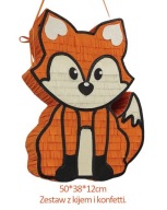 Piniata Lis /Lisek / Liska (Leśne Zwierzęta). XXL.Zestaw z kijem i konfetti