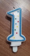 Świeczka na tort Urodzinowa niebieska cyfra 1