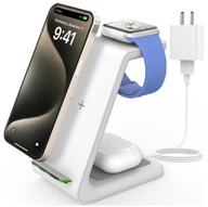 Ładowarka indukcyjna Ładowarka Bezprzewodowa 3w1 Indukcyjna Apple biały