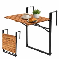 STOLIK BALKONOWY SKŁADANY NA BALUSTRADĘ AKACJA 57x43x60 CM