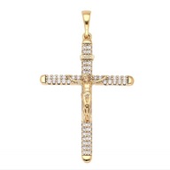 63340 ZAWIESZKA 18K POZŁACANA 48/28 MM "brylantowy" krzyżyk