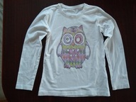 Tchibo t-shirt biały sówka rozmiar 122/128