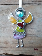 Aniołek z sercem, witraż Tiffany’ego nr 15, zawieszka, IDEALNY PREZENT.