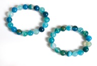 Naturalny AGAT kula niebieski kulka gładka 2 szt bransoletki dla pary