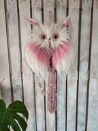 SOWA 45x85 OBRAZ OZDOBA MAKRAMA DEKORACJA PREZENT SÓWKA Z MAKRAMY