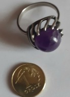 Vintage*srebrny pierścionek z ametystem ,srebro 835. Używany