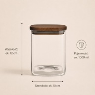 Słoik szklany do przechowywania z drewnianą pokrywką 1000ml