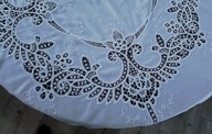 Obrus okrągły _ koronki brukselskie _ bawełna _ NOWY