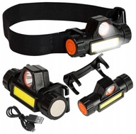 LATARKA CZOŁOWA Z MAGNESEM LAMPA COB USB LED 4W1 MOCNA