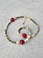 Naszyjnik N°49 | Amazonit, jaspis dalmatyński, agat indyjski, Ag925