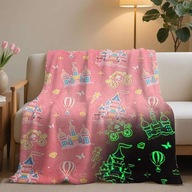 Koc dziecięcy świecący w ciemności ciepły przytulny 150x200 cm różowy