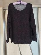 BLUZKA DAMSKA DŁUŻSZA LUŹNA CZARNA W CZERWONE KROPKI R.48