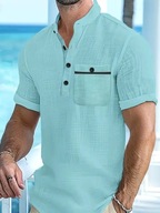 koszula męska lekka oddychająca lużny krój biznesowy cosual kieszeń biuro