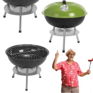 GRILL WĘGLOWY OGRODOWY MAŁY Z POKRYWĄ PRZENOŚNY TURYSTYCZNY SOLIDNY RUSZT
