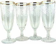 # KIELISZKI do WINA - 4 szt. - ze SZKŁA KRYSZTAŁOWEGO - ZŁOCONE