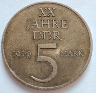 Niemcy 5 marek 1969r. 20 lat DDR śr. 29 mm