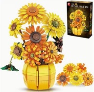 BUKIET SŁONECZNIKÓW ZESTAW KWIATÓW Z KLOCKÓW PREZENT NA DZIEŃ MATKI BABCI