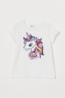 H&M Dżersejowy top Jednorożec obracane cekiny 134/140